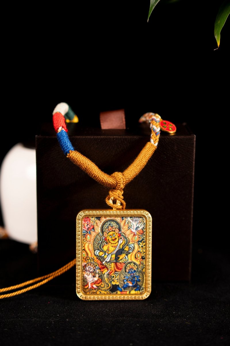 Yellow Jambhala - The Chief of the Five Wealth Gods Titanium Alloy Shell - Thangka Art Space