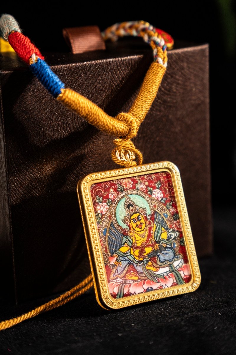 Yellow Jambhala - The Chief of the Five Wealth Gods Titanium Alloy Shell - Thangka Art Space
