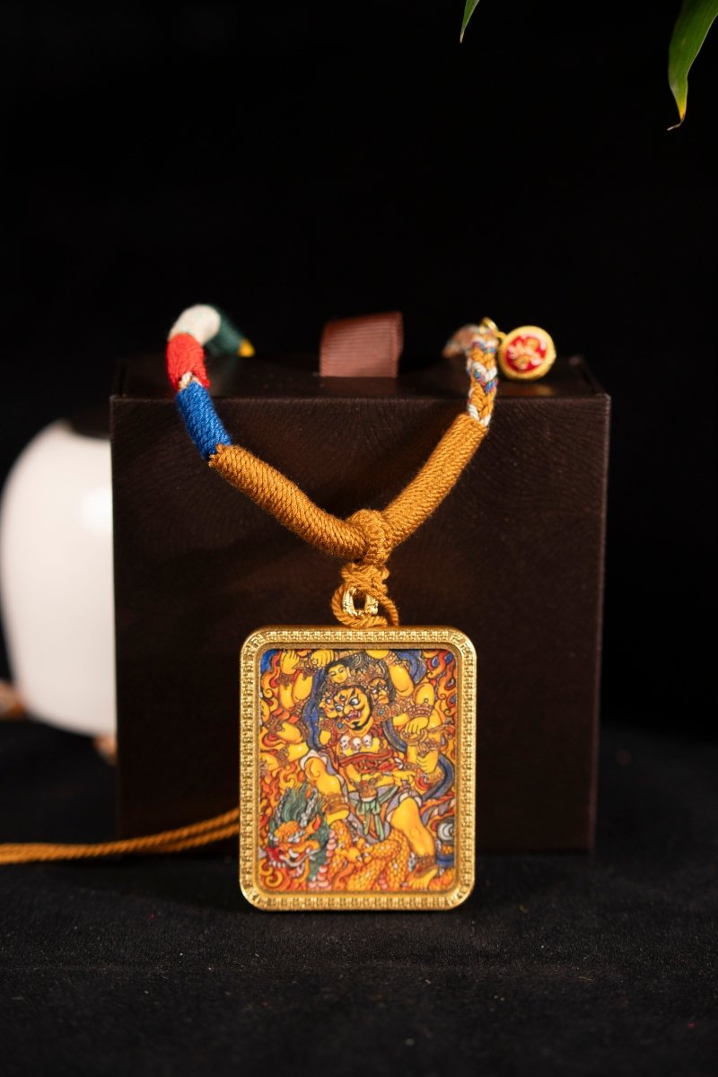 Yellow Jambhala - The Chief of the Five Wealth Gods Titanium Alloy Shell - Thangka Art Space