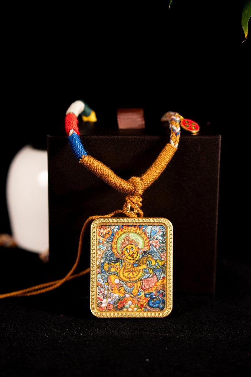 Yellow Jambhala - The Chief of the Five Wealth Gods Titanium Alloy Shell - Thangka Art Space