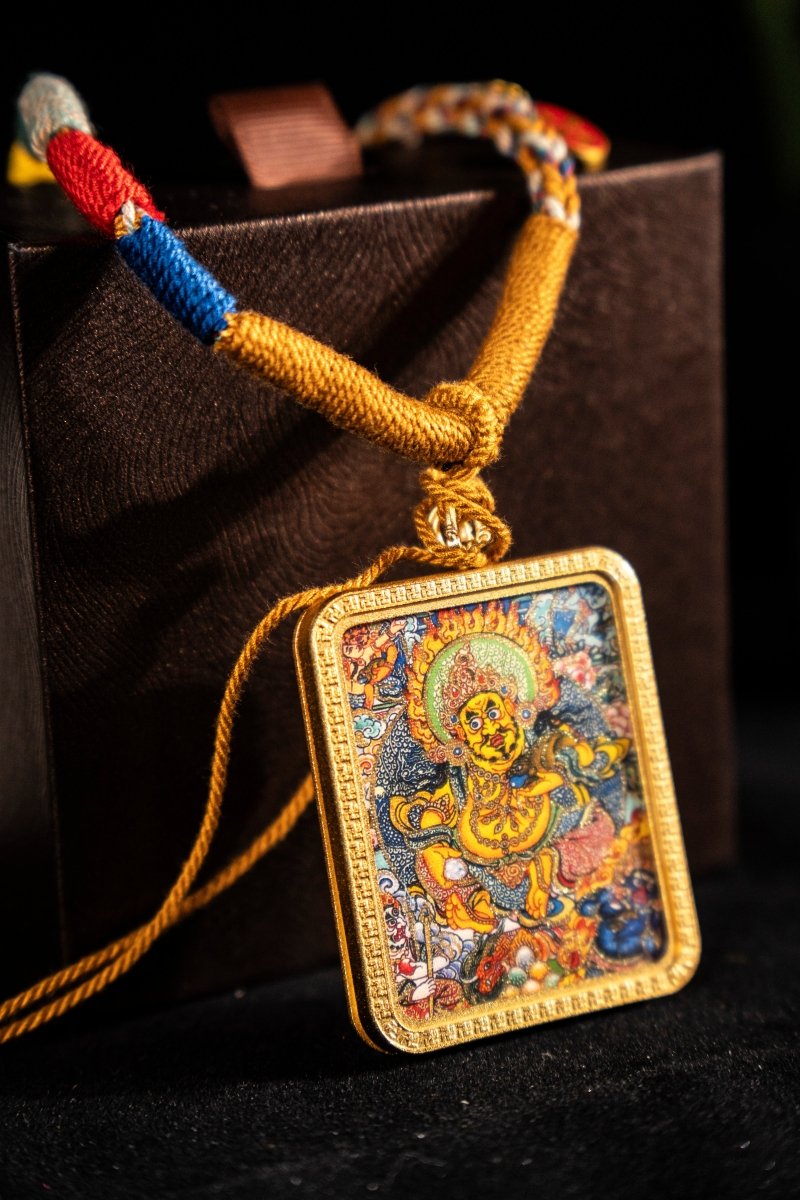 Yellow Jambhala - The Chief of the Five Wealth Gods Titanium Alloy Shell - Thangka Art Space
