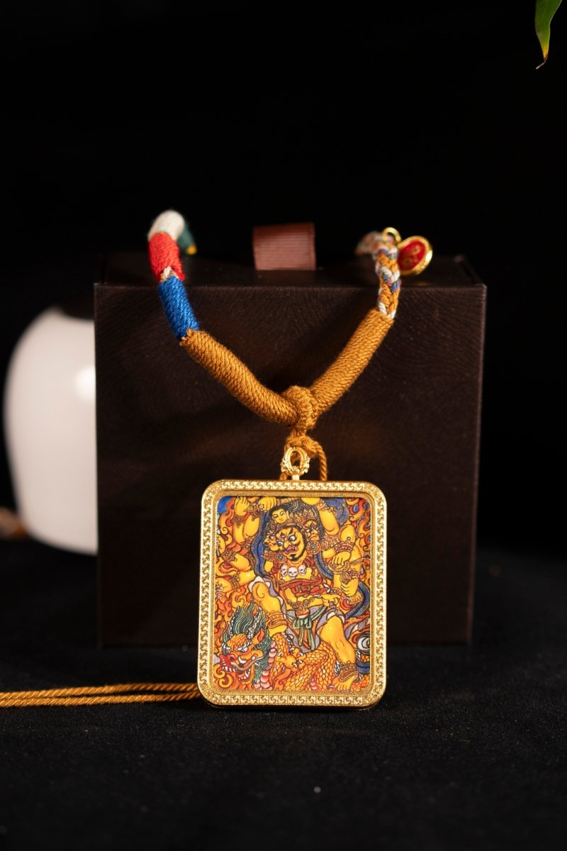 Yellow Jambhala - The Chief of the Five Wealth Gods Titanium Alloy Shell - Thangka Art Space